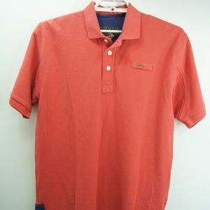 Orvis Mens Polo Shirt Orange Cotton Mesh